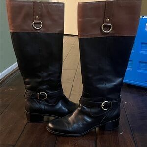 Bandalino Elegant Black and Brown Women's Heeled Boots 8M EUC in box